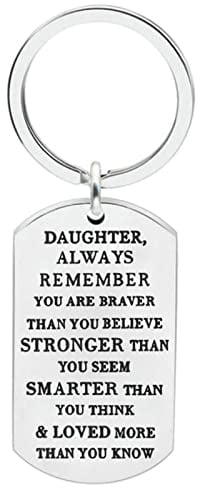 Ayoiow Portachiavi Donna,Argento Portachiavi Acciaio Uomo Engraved Daughter, Always Remember You Are Braver...