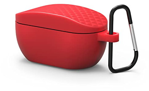 Geekria Silicone Case Cover Compatible with JBL Wave 100TWS, Vibe 100 TWS True Wireless Earbuds, Earphones Skin Cover, Protective Carrying Case with Keychain Hook, Charging Port Accessible (Rot)