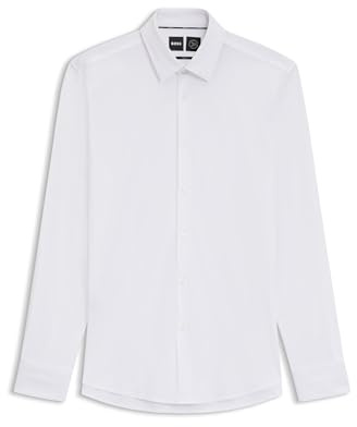BOSS Mens P-HANK-s-kent-C1-222 Performance-Stretch Slim-fit Shirt in Cotton-Blend Jersey