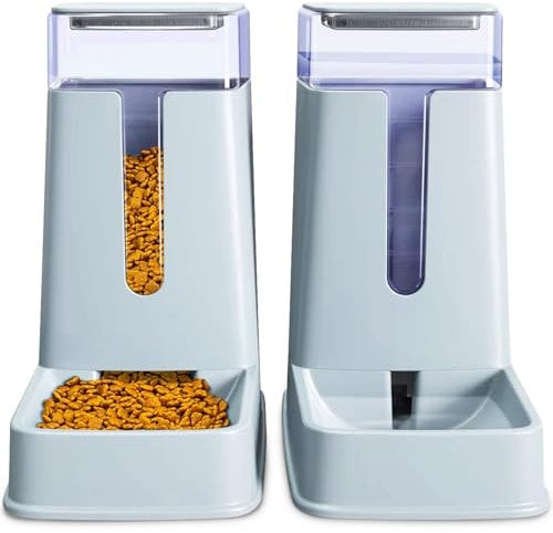 Comedero automático para Gatos y dispensador de Agua para Gatos en Juego de 2 Paquetes de alimentador automático para Perros y dispensador de Agua para Perros pequeños, Cachorros, Gatitos