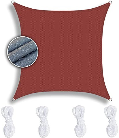 ZQXFZ Voile d Ombrage Carré 4x4m Rouge Rouille, Toile d'Ombrage résistant à l'eau 90% de Protection UV Respirante, Toile d'Ombrage pour Pergola Plein air Terrasse