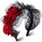 MWOOT Donne Rosa rossa Fascia Capelli, Copricapo Floreale per Costumi Halloween Decorazione Capelli Messicana, Fiore Artificiale Cerchietto per capelli, Gotico Halloween Accessori Capelli