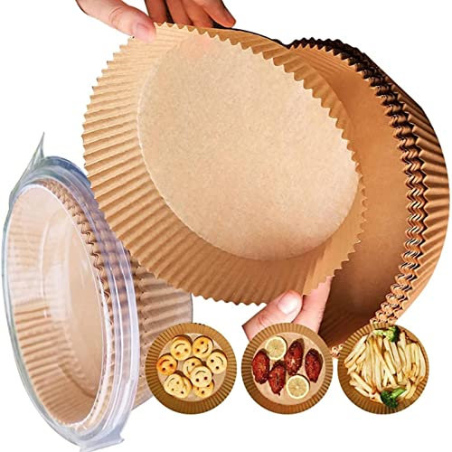 Backpapier für Heißluftfritteuse 50 Stück Backpapier Airfryer Antihaft Einweg Luftfritteuse Papiereinlagen Baking Paper für Mikrowelle Bratpfanne OfenUnd Air Fryer