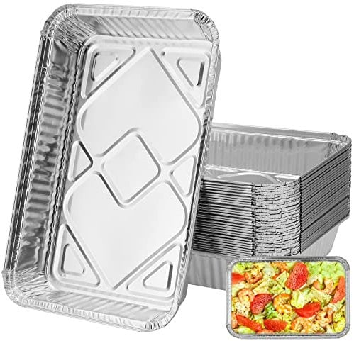 KEILEOHO 30 Pack 12 x 8 Inches Disposable Aluminum Foil Pans, Large Tin Foil Pans Steam Table Pans Broiler Pans Oven Pans Toaster Containers for Baking, Grilling, Reheating, Serving
