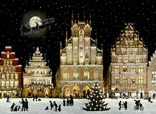 A4-Wand-Adventskalender – Weihnachtliches Stadtpanorama