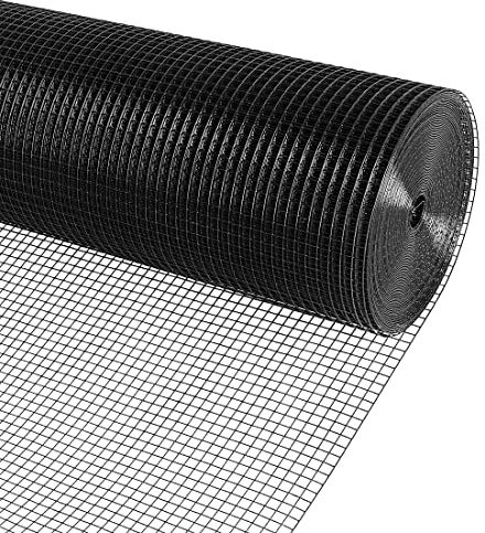 KANERS Black PVC Vinyl Coated Wire Mesh Hardware Cloth 1/2 in 36”x100’ 19 Gauge, Welded Wire Fencing Chicken Wire Mesh Roll Cage Wire Netting