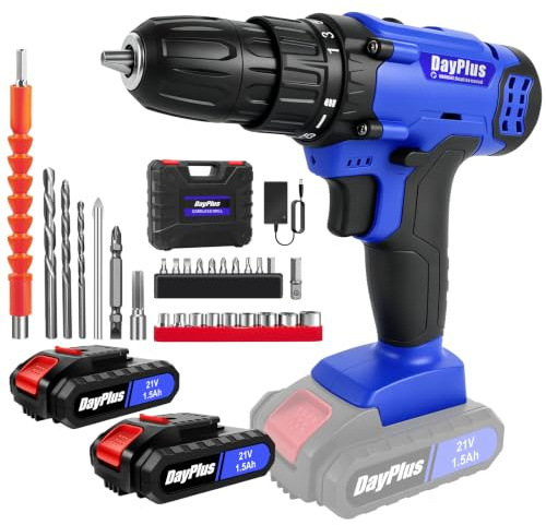 Akku-elektrischer Schraubendreher-Bohrer-Elektrowerkzeug W/2pcs Lithium-Batterie-Schnellladegerät, 3/8-Zoll Keyless Chuck, 25+1 Drehmomenteinstellung, 2-Geschwindigkeit, 26pcs Bohrer, LED-Licht