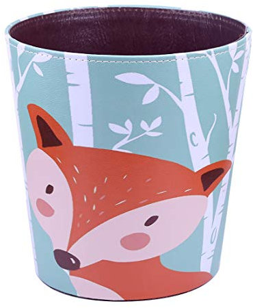 Scakbyer Papierkorb, 10L PU Leder Mülleimer der Animal Serie, Dekorative Abfallkorb, Kapazität kleine Abfallpapierkorb, Wasserdichte Mülleimer für Wohnzimmer, Schlafzimmer, Büro und Küche - Fox - 1