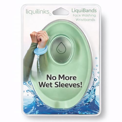 Liquilinks - 1 Paar LiquiBands Silikon-Handgelenkbänder zum Waschen des Gesichts – Spa-Gesichtswasch-Armbänder, die Sie sauber und trocken halten – Schwimmflügel Handgelenk Wasserschutz – in