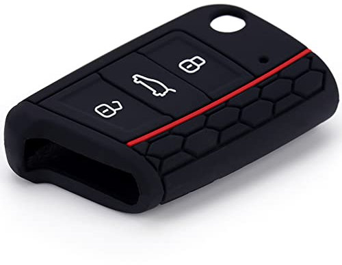 3-Tasten Schutzhülle TPU Schlüssel Hülle für VW Golf Polo Tiguan Seat Leon Ibiza Skoda Octavia Superb, Auto Schlüssel Silikon Cover, Schlüsselhülle Etui Schutzhülle(Schwarz)