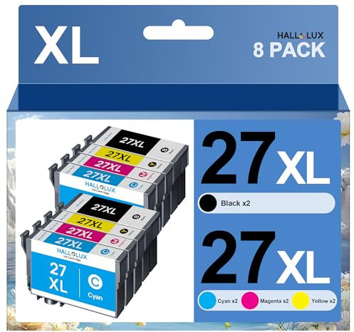 27 XL Multipack 27XL Druckerpatronen Kompatibel für Epson 27XL Multipack 27 für Epson WF 3620 Druckerpatronen Workforce WF-3640DTWF WF-7710DWF WF-7720DTWF (2 Schwarz, 2 Cyan, 2 Magenta, 2 Gelb)