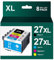 27 XL Multipack 27XL Druckerpatronen Kompatibel für Epson 27XL Multipack 27 für Epson WF 3620 Druckerpatronen Workforce WF-3640DTWF WF-7710DWF WF-7720DTWF (2 Schwarz, 2 Cyan, 2 Magenta, 2 Gelb)