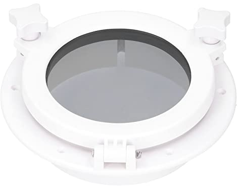 Piezas de Yate de Barco, Ventana de Vidrio Templado de Ojo de Buey de Apertura Redonda de 8 Pulgadas Universal para Yate de Barco RV