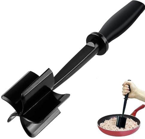 Fleischzerkleinerer Fleischstampfer Handheld-hitzebeständiges Fleischtrenner-Werkzeug, multifunktionaler Hackfleischzerkleinerer, antihaftbeschichteter Rinderstampfer für Zuhause, Küche, Fleisch