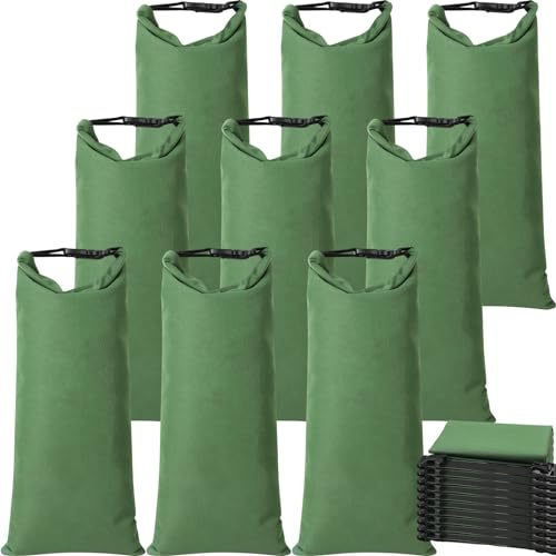 Windyun 10 Pcs Flood Water Barrier Sand Bags for Weight, Thickened Long Canvas Flood Protection Sandbags with Insert Buckle Quick Reusable Flood Barriers for Home Window Door Basement Garage, 11 x 28