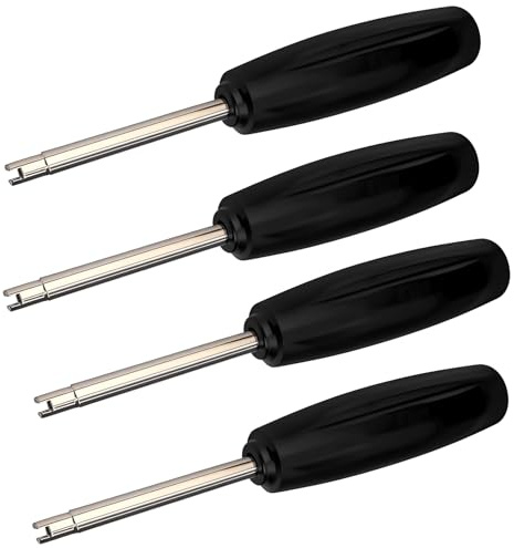 VOTNMIC 4 Pieces Valve Core Torque Tool, Avoid TPMS Damage, Valve Core Removal and Installation Tool, Black, Silver （Black）