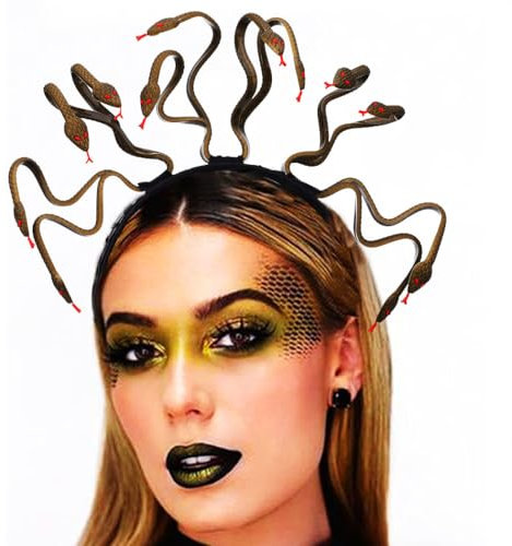 Zoestar Medusa Serre-tête serpent Déesse grecque Costume d'Halloween Cerceau à cheveux égyptien Accessoires pour cheveux de fête pour femmes et filles(Or)