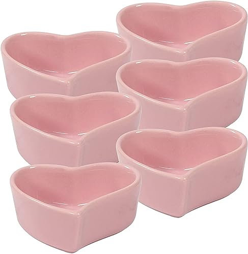 Speiseteller, Suppenteller, Suppenbecher, herzförmiges Auflaufförmchen-Set, 120 ml, Creme Brulee-Auflaufförmchen, Auflaufform, ofenfestes Geschirr, Auflaufförmchen for Heißluftfritteusen, Rot, 6er-Set
