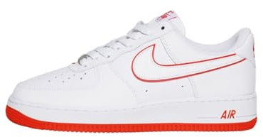Nike Herren Air Force 1'07 Basketballschuhe, Weiß/Weiß-Picante-Rot, 13 Women/11.5 Men