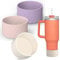 AIERSA 3Pcs Silicone Boot Sleeve for Stanley Quencher 40oz 30oz Tumbler with Handle,for IceFlow 20oz 30oz,Protective Water Bottle Bottom Bumper Cover for Stanley Cup Accessories,Cream,Rose Pink,Purple