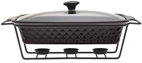 4BIG.fun Scaldalibo in ceramica, 2 l, Chafing Dish Buffet, set in ceramica, per buffet, scaldavivande