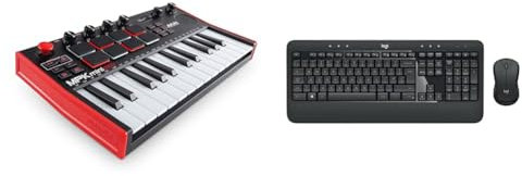 AKAI Professional MPK Mini Play MK3 - MIDI Keyboard Controller mit eingebautem Lautsprecher und Sounds & Logitech MK540 Advanced Kabellose Tastatur und Maus Combo für Windows
