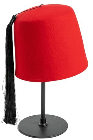 tixoacke Fez Hut mit schwarzen Quasten rund um die Welt, Kostüm, Erwachsene, Mützen, Mützen, flache Kappe, Filzhut, Schreinermützen, Erwachsenenkostüm-Zubehör