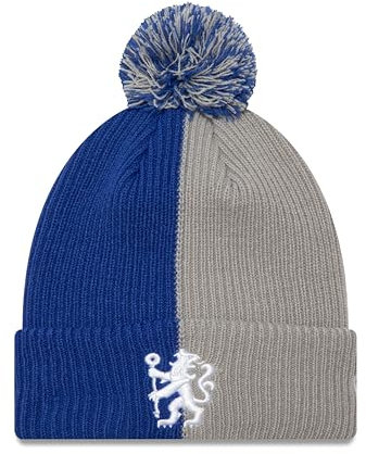New Era Strickmütze für Erwachsene, Motiv: Chelsea FC, Löwenwappen, Blau, blau, Einheitsgröße