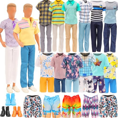 Festfun Kleidung für Puppen 12 Puppenkleidung enthält Tops Kleidung T-Shirt Oberteile Hosen für 12 Zoll JungenPuppen Zufällig Verschickt