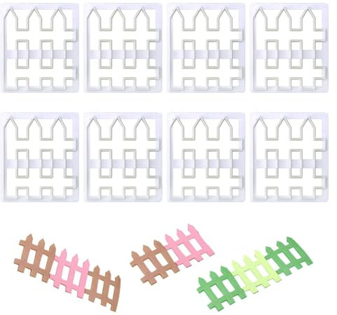 8 Pcs Cake Cutter Plastic Fence Fondant Cutter Garden Cake Decorations Fence Cake Moulds Fondant Cake Cutting Molds for Baking Room Coffee Shop Birthday or Wedding Cake