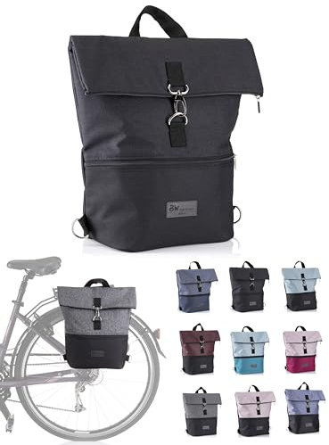 BambiniWelt Fahrradtasche mit Rucksackfunktion – Gepäckträgertasche 20 l, wasserabweisend & leicht zu befestigen, für Arbeit, Freizeit & Sport, für Fahrrad & E-Bike, Farbe: schwarz-schwarz