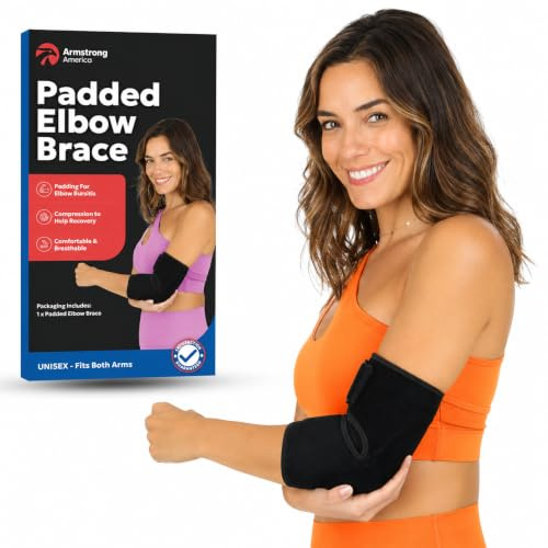 Soft Elbow Pad For Bursitis & Elbow Tendonitis Relief Wrap | Padded Compression Sleeve for Bursitis | Tendonitis Relief Wrap Pads | Tennis Elbows Brace for Women Men | Arm Cushion Brace (Medium)