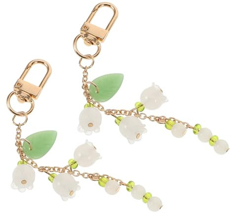 CORHAD Dekorativer Schlüsselanhänger mit Maiglöckchen Motiv 2 Stück-pack aus Acryl und Eisen Elegante Blumendekoration für Schlüssel und Taschen