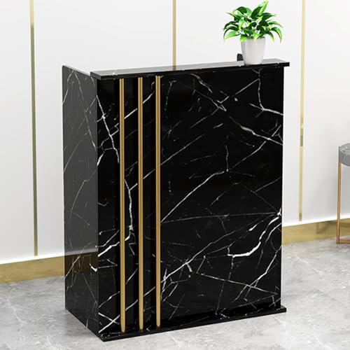 Kleiner Rezeption Tresen Bar Theke für kleine Räume,Moderner Empfangstresen aus Holz,Rezeptionstheke Counter,Empfangstheke für Einzelhandelstheken,Bartheke mit Schubladen,für Salon Lobby Spa(Black Imi