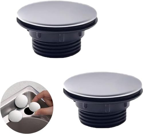 Paquete de 2 Cubiertas de Agujero para Grifo de Cocina, Acero Inoxidable, tapón de Placa de Agujero para Fregadero de Acero Inoxidable, tapón de Metal para diámetro de 1.2 a 1.6 Pulgadas (45 mm)