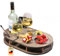 PEGSEN Couchbar Weinbar in grau mit 4 Glasschalen | PERSONALISIERBAR | Snackbox für Wein mit Getränkehalterung für Weingläser und Weinflasche | Sofabar für Snacks | Couchbar Snackbox personalisiert