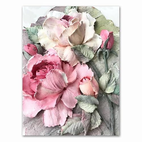 Gxllhh Bilder Rosa Pfingstrose Leinwand Bilder Mit Holzrahme, Moderne Wandbilder Wohnzimmer, Rahmen Kunstdruck Gemälde,Deko Bilder Für Wohnzimmer Schlafzimmer,Leinwandbilder Wohnzimmer 30X40Cm