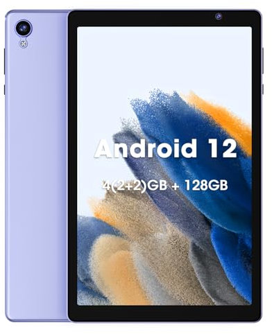 WeTapble Android 12 OS Tablet 10 inch Tablets, 4(2+2) + 128GB Memory, Dual Camera Android Tablets, 1280x800 IPS Display Tablets, Quad-Core Processor, 6000 mAh Battery Bluetooth WiFi (Purple)