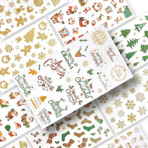 332 Piezas de pegatinas navideñas, pegatinas de Navidad con brillo, pegatinas de estrellas de Navidad, pegatinas para vidrio de Navidad, estrellas para ventanas, calendario de adviento de pegatinas