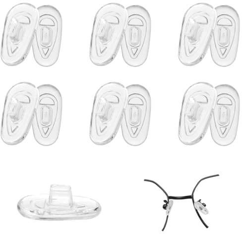6 Pairs Glasses Nose Pads, Replacement Silicone Nose Pads for Glasses Soft Push-in Eyeglasses Nose Pads Clear Anti-Slip Nose Bridge Pads Eyeglass Repair Kit for Glasses, Eyeglasses, Sunglasses