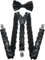 Alovez Pailletten Hosenträger Set Glitzer Fliege Schwarz Y Clip mit Glitzer Fliege Krawatte Schleife Kostümzubehör für Disco Karneval Mottoparty