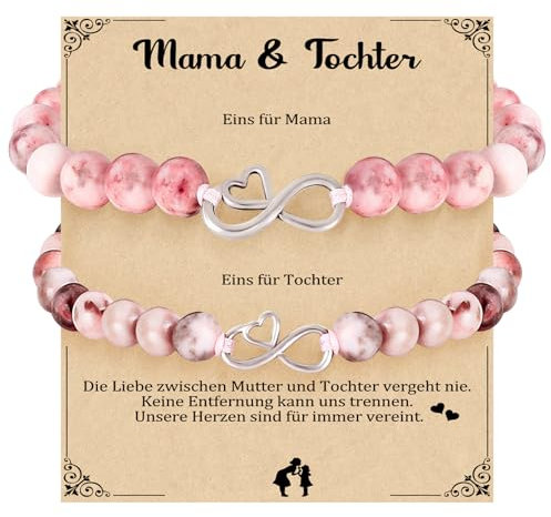 YIBONIKA 2 Stück Mutter Tochter Armband, Mama Tochter Geschenk, Zurück Zur Schule Geschenke,Muttertags Geschenk, Mama Geburtstag/Schulanfangs Geschenke