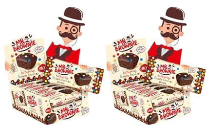 Mr. Brownie® | 24 Brownies de Chocolate Belga | Brownies Bipack Modelo Galactic - 12 x 50 g | Merienda de Chocolate | Snacks Envasados en Pareja Dulce con sabor a chocolate