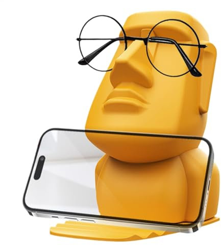 Ghjkldha Face Stone Figurine Decor, Creative Glasses Holder, Unique Stone Man Head Stand, Eyewear Display Rack, Stylish Table Ornament for Nightstand, Desktop & Bookshelf