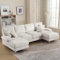 LIFEISLE U-Form Sofa Couch mit Chaiselongue, Großes Sektionssofa mit Doppelten Liegesitzen, 4 Sitzer Ecksofa mit Schlaffunktion für Wohnzimmer Schlafzimmer Büro Wohnung, Chenille-Stoff Beige