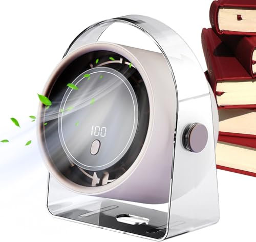 Quiet Desk Fan, Portable Small Bedside Fan Rechargeable, Leafless Desktop Air Ventilator with Usb Charging for Hiking Home Car Kitchen Camping Outdoor Travel Bedroom Dorm