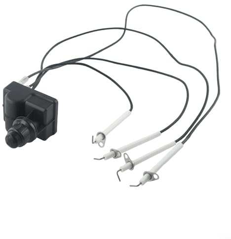 Verchromtes elektrisches Grill-Zünder-Set, 4 Ausgänge, elektrischer Zünder für 71,1 cm Grillplatte, komplettes Zündset mit Druckknopf und Stiften