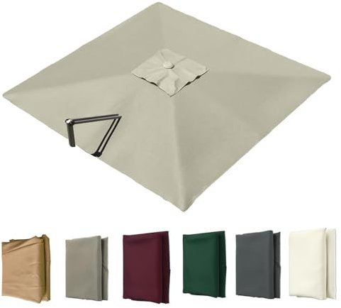 VLKLPZAHAK Auvent De Remplacement pour Parasol Déporté Carré De 3 M, Toile De Rechange pour Parasol De Jardin Extérieur, Housse De Rechange 8 Baleines Protection UV(Light Grey,3x3m (9.8x9.8ft))