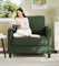 Welzona Sessel Wohnzimmer, 84 cm Lesesessel Bequem, Werkzeuglose Einrichtung Lounge Sessels, Ganz-Holz Schlafzimmer Reading Chair, Teddy Mini Couch, Sofa Klein Für jugendzimmer, Grün