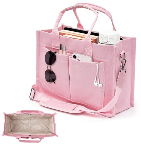 Tobriavor Shopper Tasche Damen Canvas Tasche Umhängetasche Crossbody Bag Arbeitstasche Reißverschluss Tote Bag für Uni Büro Arbeit Reisen